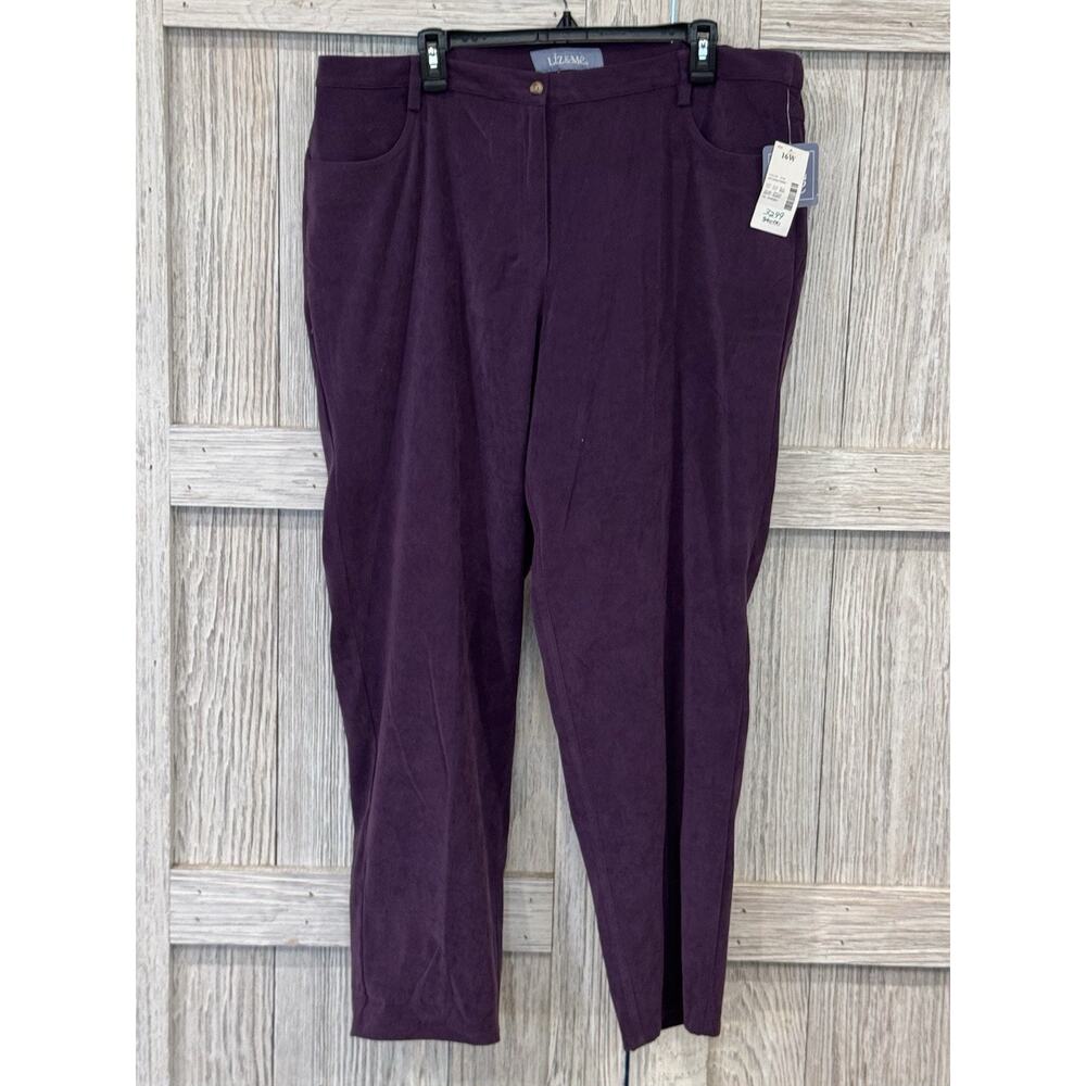 Liz & Me Pants Women 16w Purple Hi-Rise Pocket Luxury NWT